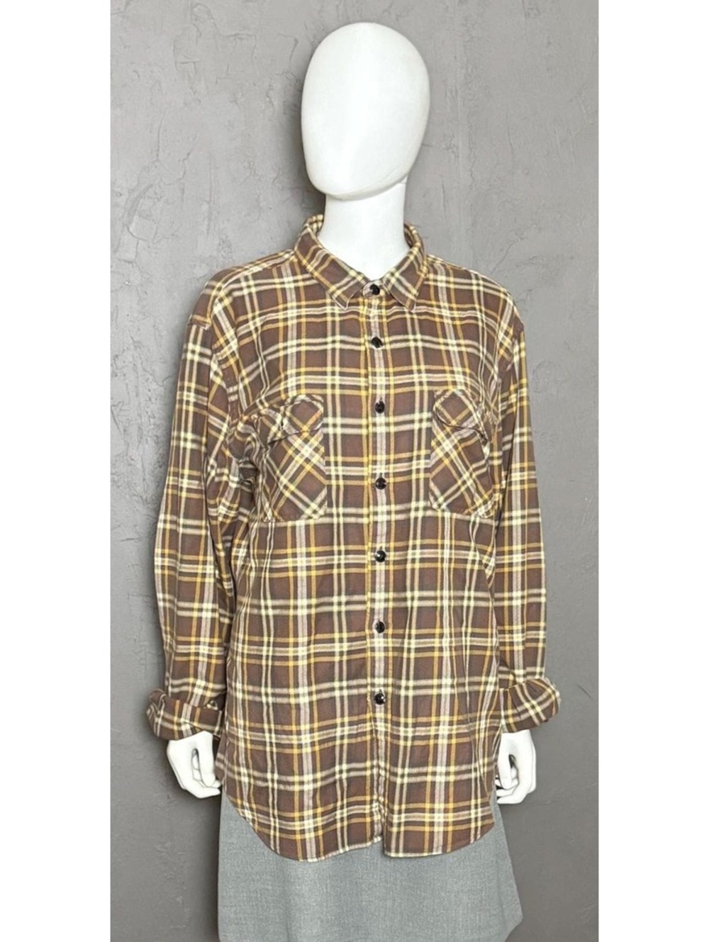 Vintage Brown Plaid Soft 100% Cotton Flannel Shirt from JCREW size XL